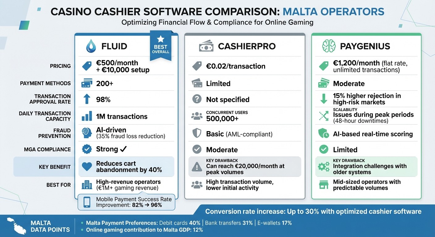 Casino Cashier Software Comparison: Fluid vs CashierPro vs PayGenius