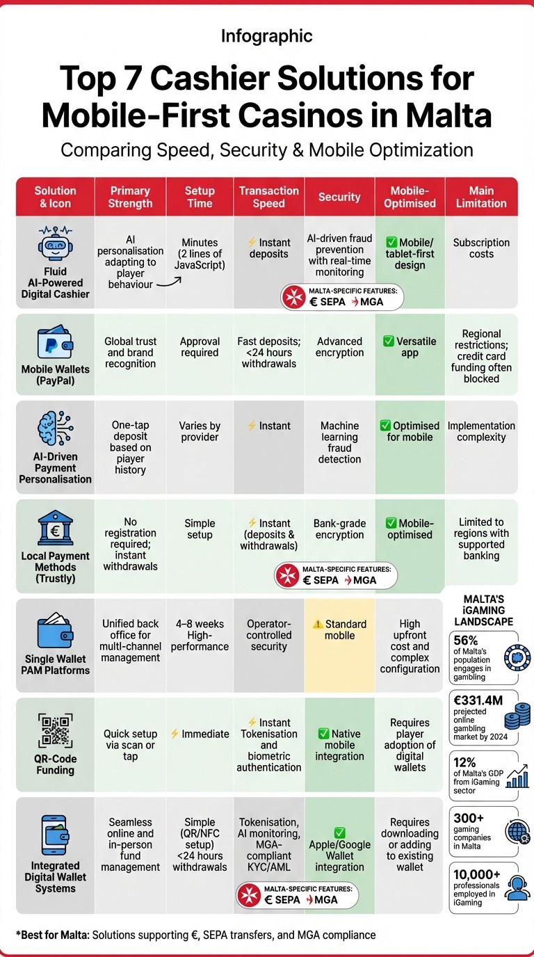 Comparison of Top 7 Mobile Casino Payment Solutions for Malta