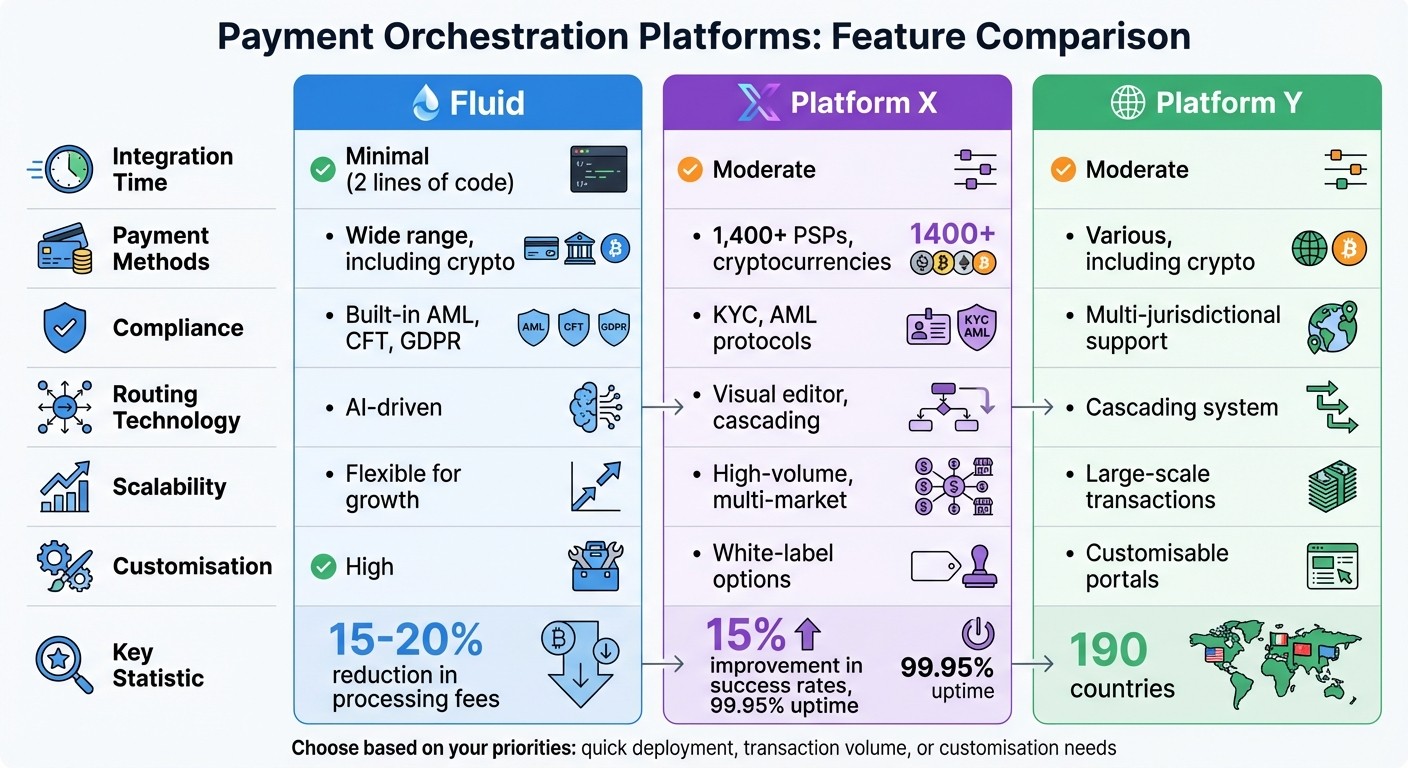 Payment Orchestration Platforms Comparison for iGaming: Fluid vs Platform X vs Platform Y