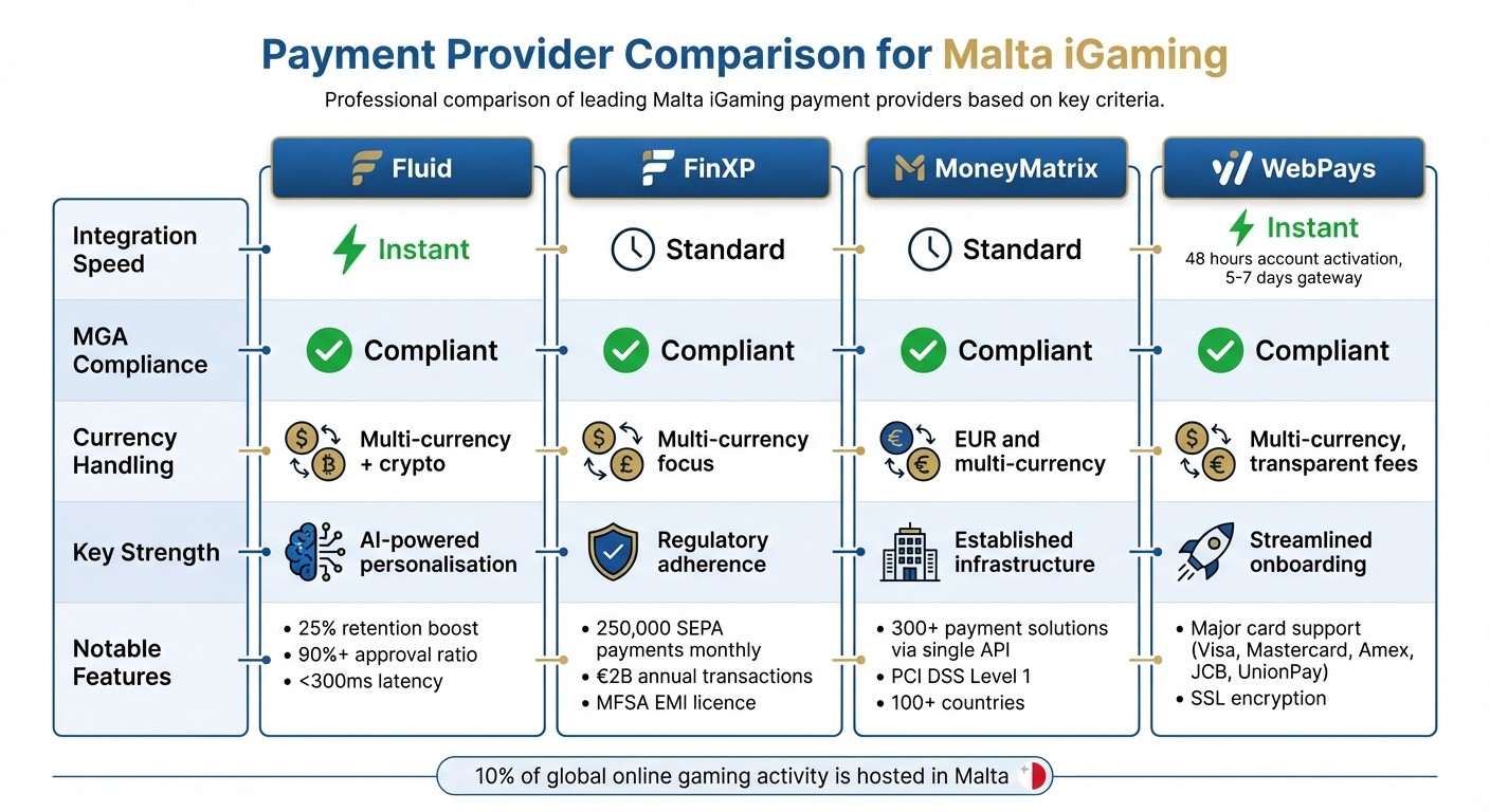 Malta iGaming Payment Providers Comparison: Features and Capabilities