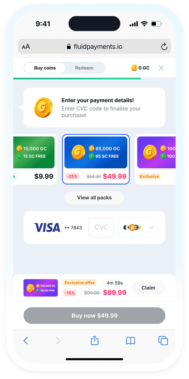 Fluid Sweepstakes cashier